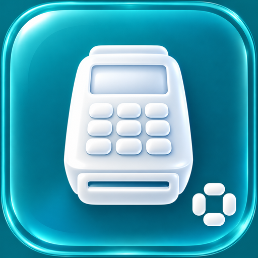Logo de Tastyqo POS, terminal de cobro en cristal turquesa